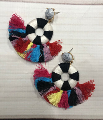 Black/White/Multicolored Tasseled