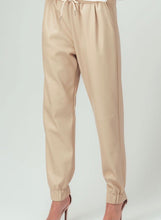 Load image into Gallery viewer, Faux Leather Beige Joggers