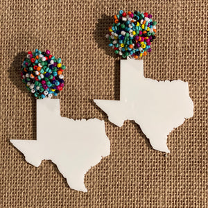 Texas Pom Pom Earrings