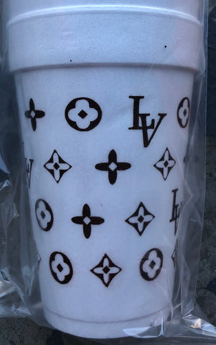 Louis Vuitton Inspired Styrofoam Cups Brown