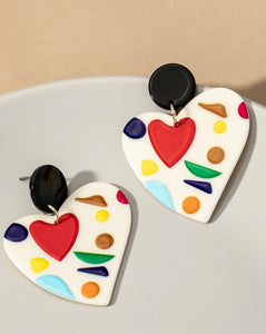 Multi Color Heart Shape Earrings
