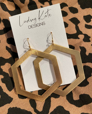 Gold Hexagon Earrings