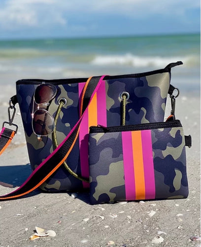 Neoprene Camo Mini Tote & Wristlet