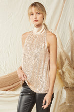 Load image into Gallery viewer, Champagne Sequin Bow Blouse