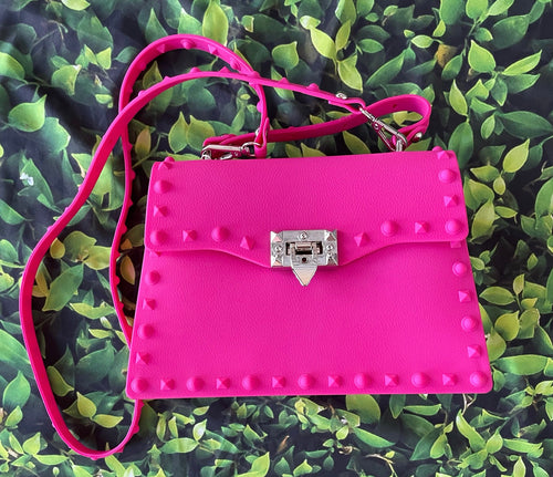 Pink Jelly Studded Crossbody