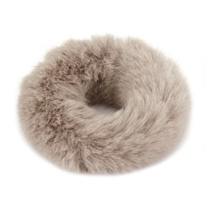 Faux Mink Ponytail Holder in Taupe