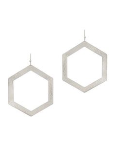 Matte Silver Hexagon Earrings