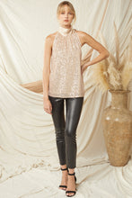 Load image into Gallery viewer, Champagne Sequin Bow Blouse