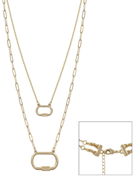 Gold Double Layer Lock Necklace