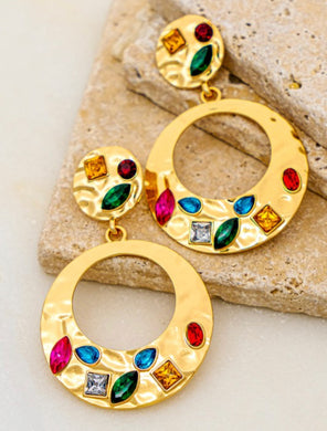 Cutout Multi Color Gem Stone Earrings