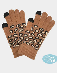Brown Leopard Smart Gloves