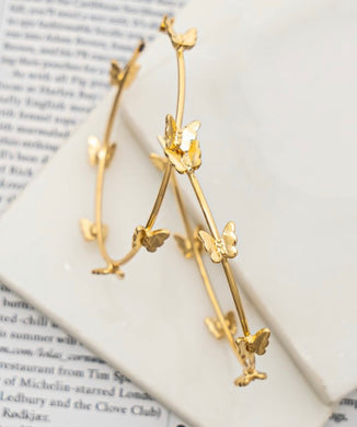Large Butterfly Hoop Earrings