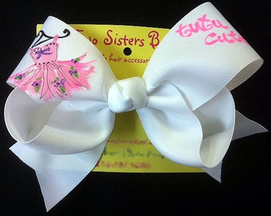 Hand Painted “tutu cute” Bow