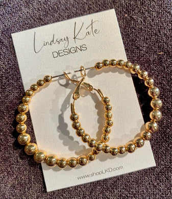 Gold Beaded Hoop Earrings