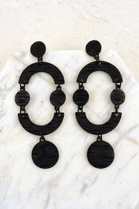 Circle Drop Statement Earrings Lightweight in Red & Black