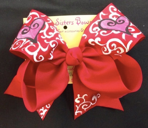 Heart and Vines Hand-painted Bow