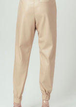 Load image into Gallery viewer, Faux Leather Beige Joggers