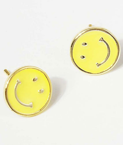 Smiley Face Earrings in Yellow