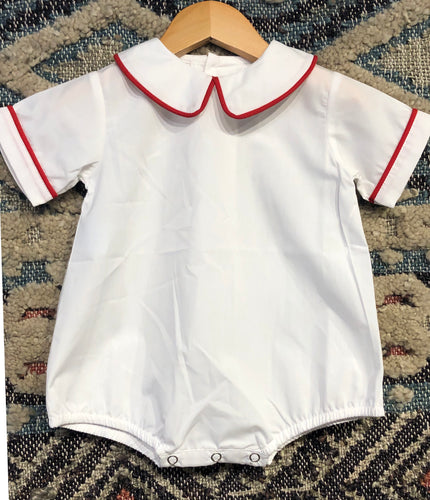 Remember Nguyen Boys White Onesie with Red Piping