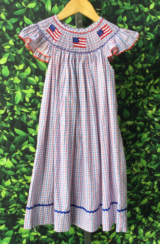 Mom & Me Flag Smocked Dress