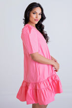 Load image into Gallery viewer, Karlie Pink Vneck with Puff Dress